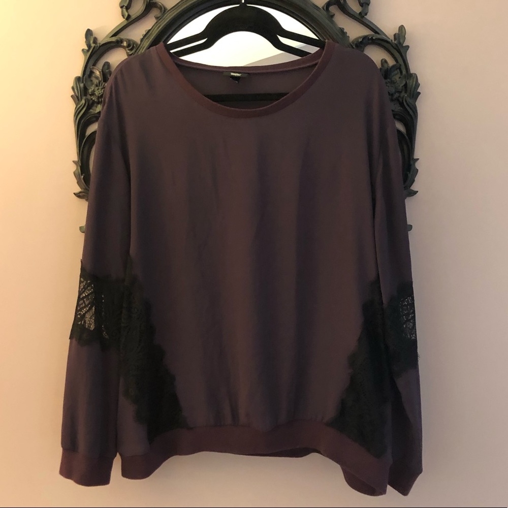 Eggplant Blouse With Lace Detail
